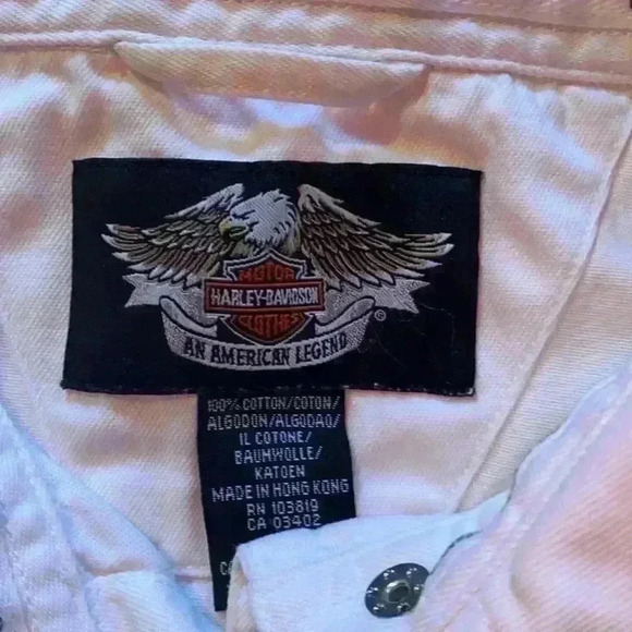 Harley Davidson cotton embroidered sleeveless button down shirt - Picture 5 of 7